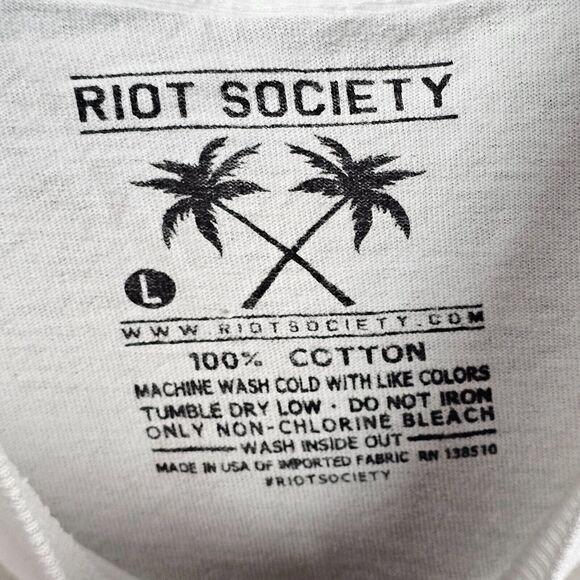 Riot Society Men Shirt Large White Coconut Graphic Print Tee - Picture 7 of 8